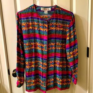 Marguerite Li vintage 100% silk blouse, woman’s size M, multicolored